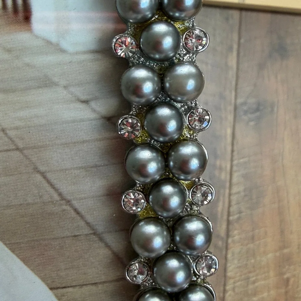 Timeless by Concepts Grey Pearl Rhinestone 4x6 Photo Frame Wedding Bridal NWT